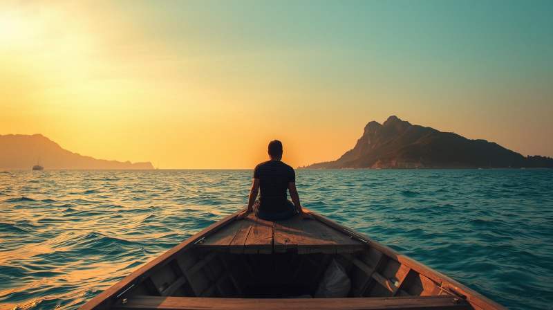 Suasana perjalanan laut Komodo Tour from Lombok saat matahari terbenam